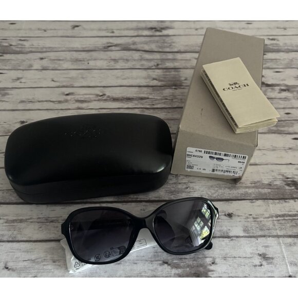 Coach Sunglasses OHC8433U Black Grey Gradient With Case NEW - Picture 1 of 8